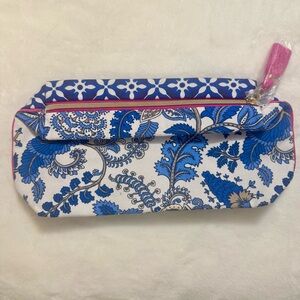 Estee Lauder Blue and White Floral Cosmetic Bag